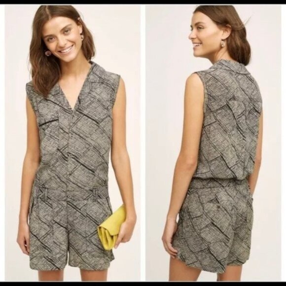 Anthropologie Hei Hei Nova‎ Romper Black White Women Size XS - Picture 1 of 6